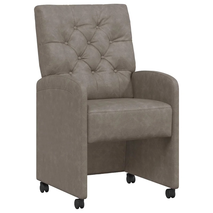 Set Scaune de dining vidaXL, cu roti cu roti 2 pcs Gri 58 x 67 x 97 cm