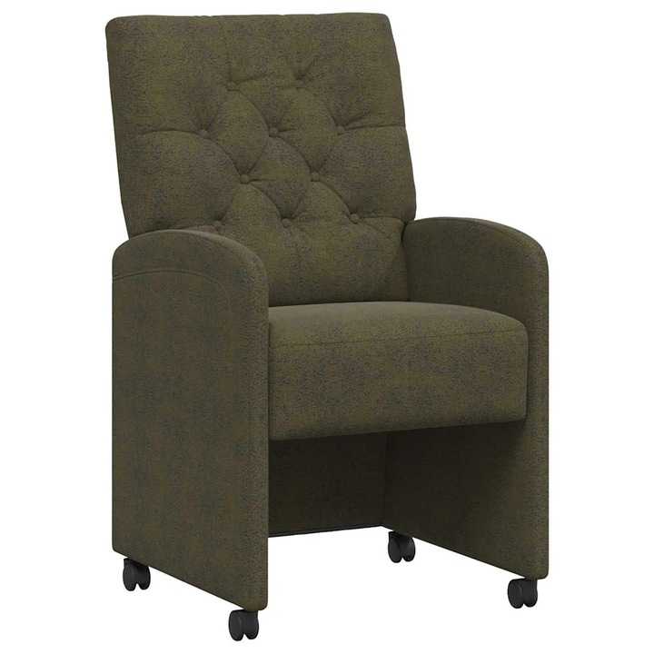 Set Scaune de dining vidaXL, cu roti 2 pcs Verde militar 58 x 67 x 97 cm