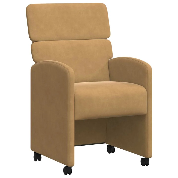 Set Scaune de dining vidaXL, cu roti 2 pcs Maro 58 x 65 x 98 cm Catifea