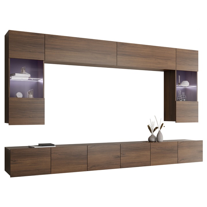 Set camera de zi Bralani I cu albastru LED, MIRJAN 24, nuc warmia