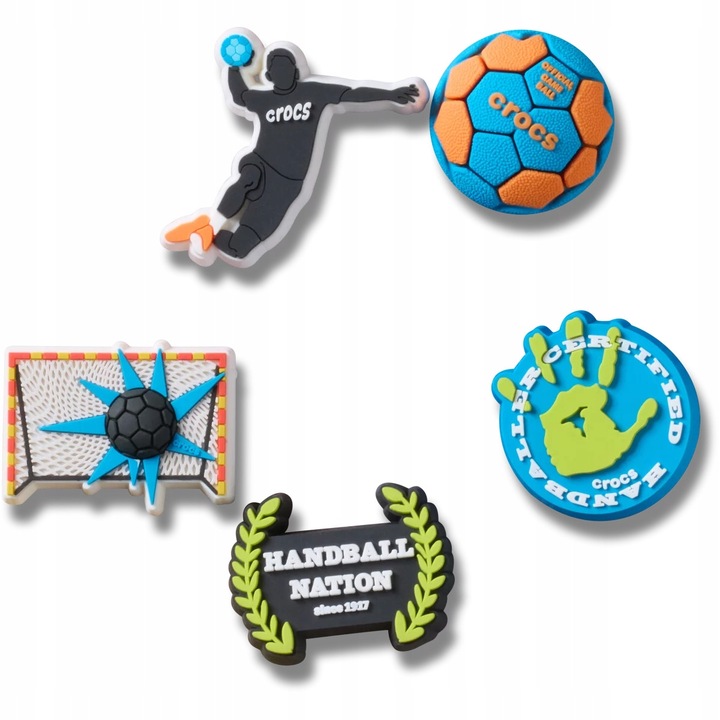 Accesoriu pentru incaltaminte, Crocs, Jibbitz Handball, Multicolor, 5 bucata