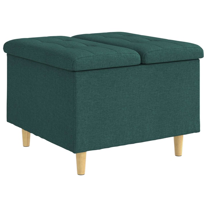 vidaXL Tároló oszmán párnával Sötétzöld 60 x 60 x 45 cm szövet 876821