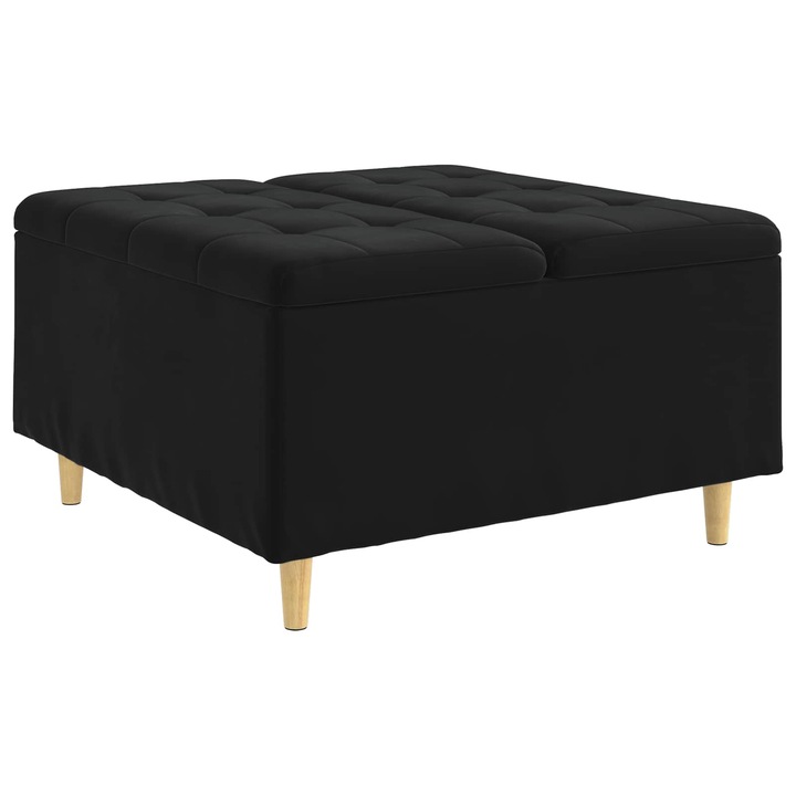 vidaXL Tároló oszmán párnával Fekete 80 x 80 x 45 cm Bársony 876844