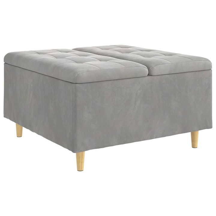vidaXL Tároló oszmán párnával Világosszürke 80 x 80 x 45 cm Bársony 876840