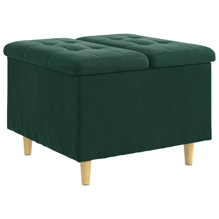 vidaXL Tároló oszmán párnával Sötétzöld 60 x 60 x 45 cm Bársony 876827