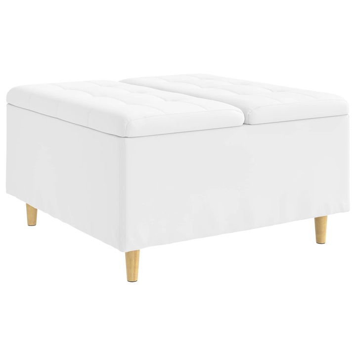 vidaXL Tároló oszmán párnával Fehér 80 x 80 x 45 cm Műbőr 876847