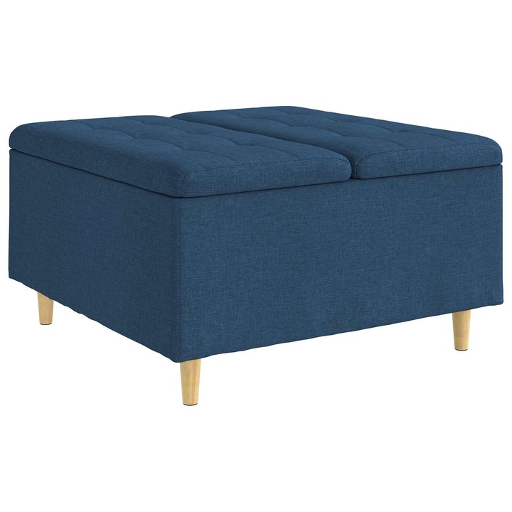 vidaXL Tároló oszmán párnával Kék 80 x 80 x 45 cm szövet 876838