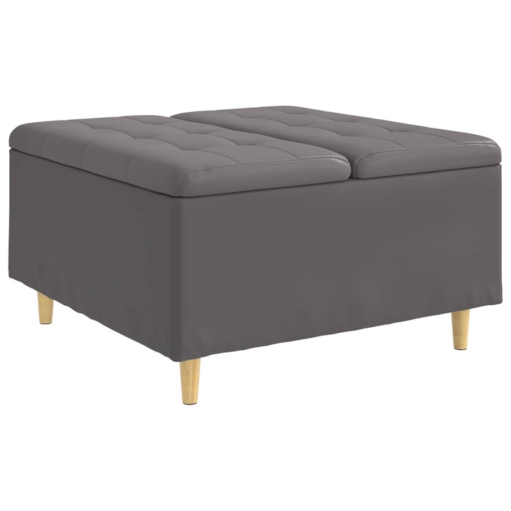 vidaXL Tároló oszmán párnával Szürke 80 x 80 x 45 cm Műbőr 876845