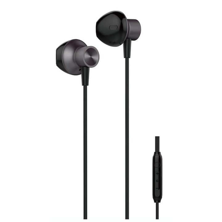 Căști In-ear YOURZ-S5-E, Handsfree, jack stereo de 3.5mm, cu microfon, Negru