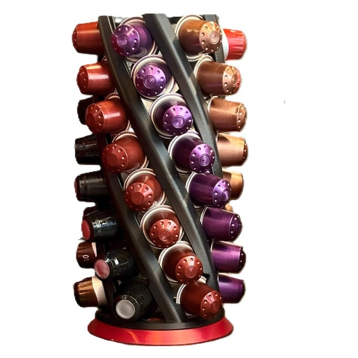 Suport 48 capsule de cafea, compatibil cu Nespresso, Tchibo, Lavazza, K-Cup, Tchibo Cafissimo, Negru