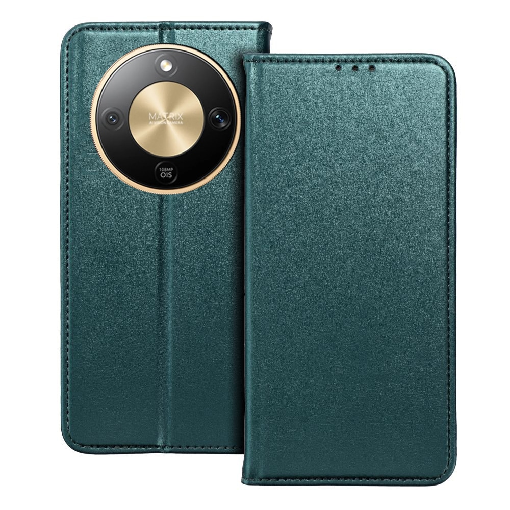 Husă de telefon compatibilă cu Honor Magic8 Lite - magnetică tip carte cu ramă din silicon verde Smart Magnetic