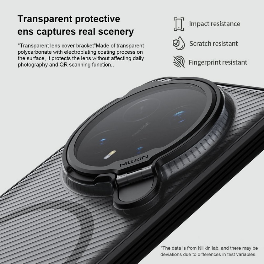 Husa telefon, Nillkin, Pentru Honor Magic8 Pro, cu protecție cameră, Neagră, Cu suport și magnet încorporat