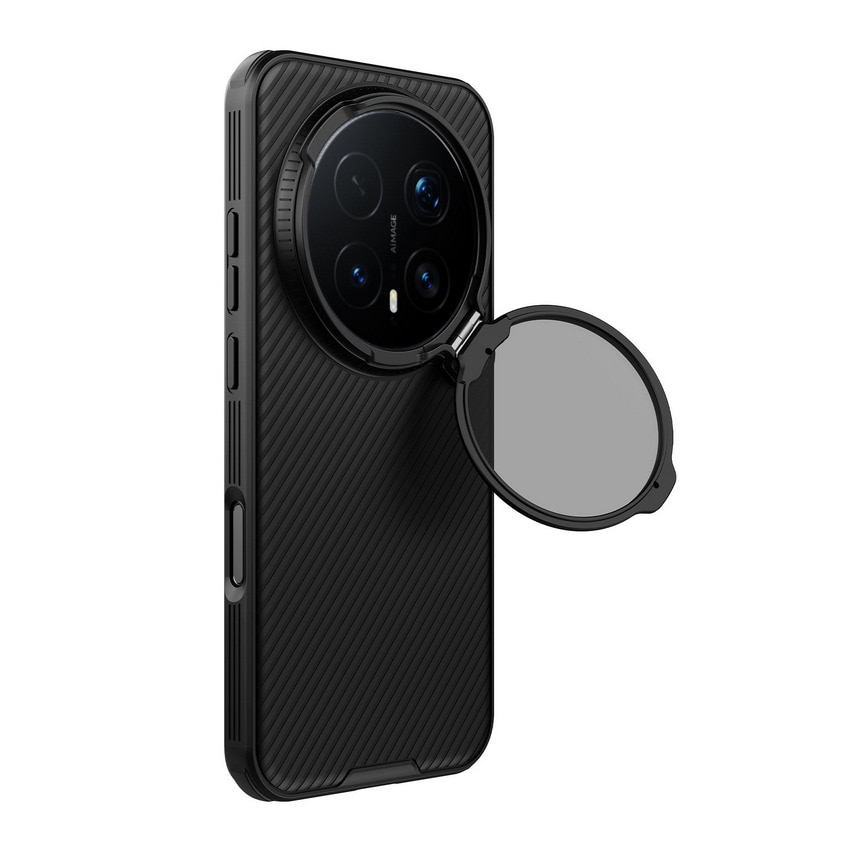 Husa telefon, Nillkin, Pentru Honor Magic8 Pro, cu protecție cameră, Neagră, Cu suport și magnet încorporat
