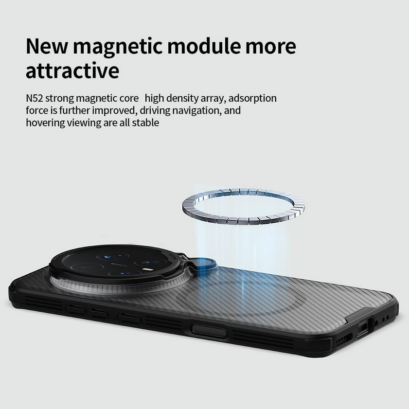 Husa telefon, Nillkin, Pentru Honor Magic8 Pro, cu protecție cameră, Neagră, Cu suport și magnet încorporat