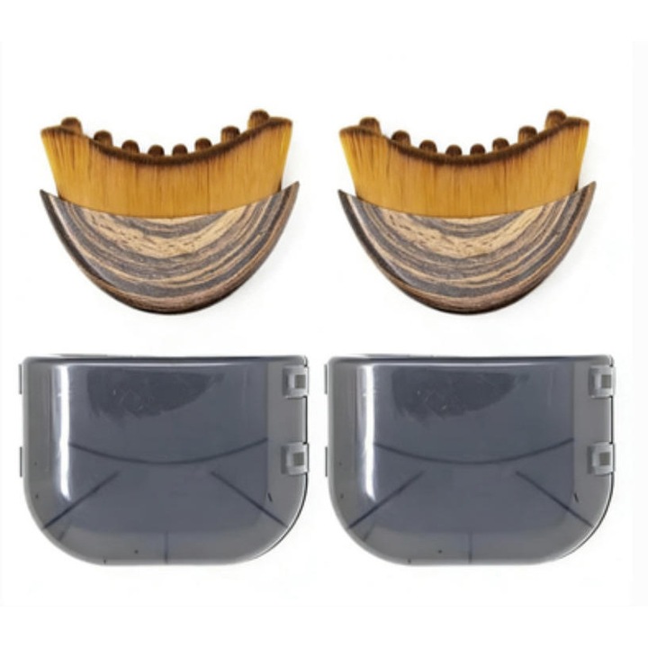 Комплект от 2 четки за масаж на лице за лимфен дренаж, голям размер, с калъф