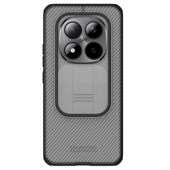 Husă de telefon compatibilă cu Xiaomi Redmi Note 15 Pro+ Plus 5G - Nillkin cu protecție glisantă pentru cameră, carcasă transparentă / neagră