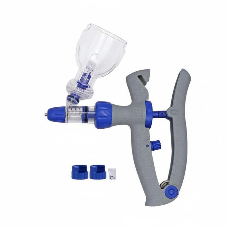 Siringa continua reglabila pentru uz veterinar, albastru-gri, 180x160mm, set consumabile