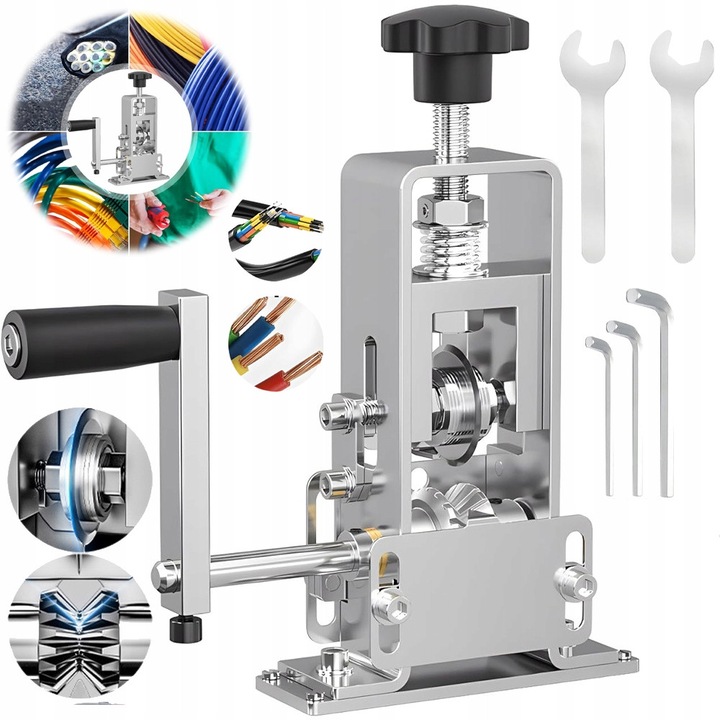 Masina de dezis fire Clesti dezizolatori cu lame din carbura, Masina de dezizolat si prins sarma, diametrul sarmei este cuprins intre 1, 5 mm si 25 mm, dimensiuni: aprox. 210*125*60 mm (include 2 chei mari+3 chei hexagonale mici de dimensiuni diferite)