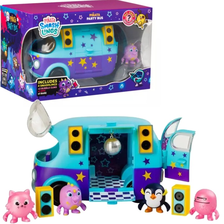 SmashLings Pinata Party Bus количка + комплект от 4 фигурки