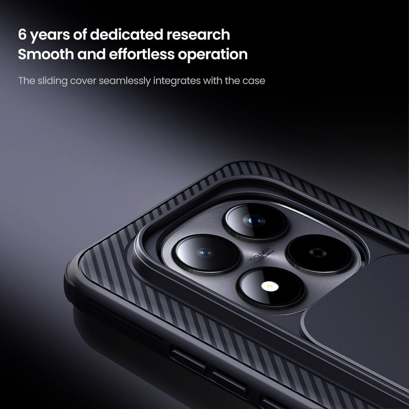Husa de telefon compatibila cu Xiaomi Redmi Note 15 Pro+ Plus 5G - Nillkin, cu protectie glisanta pentru camera, neagra