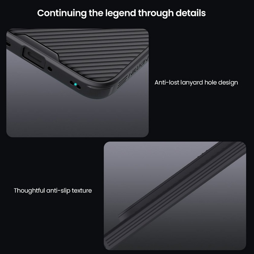 Husa de telefon compatibila cu Xiaomi Redmi Note 15 Pro+ Plus 5G - Nillkin, cu protectie glisanta pentru camera, neagra