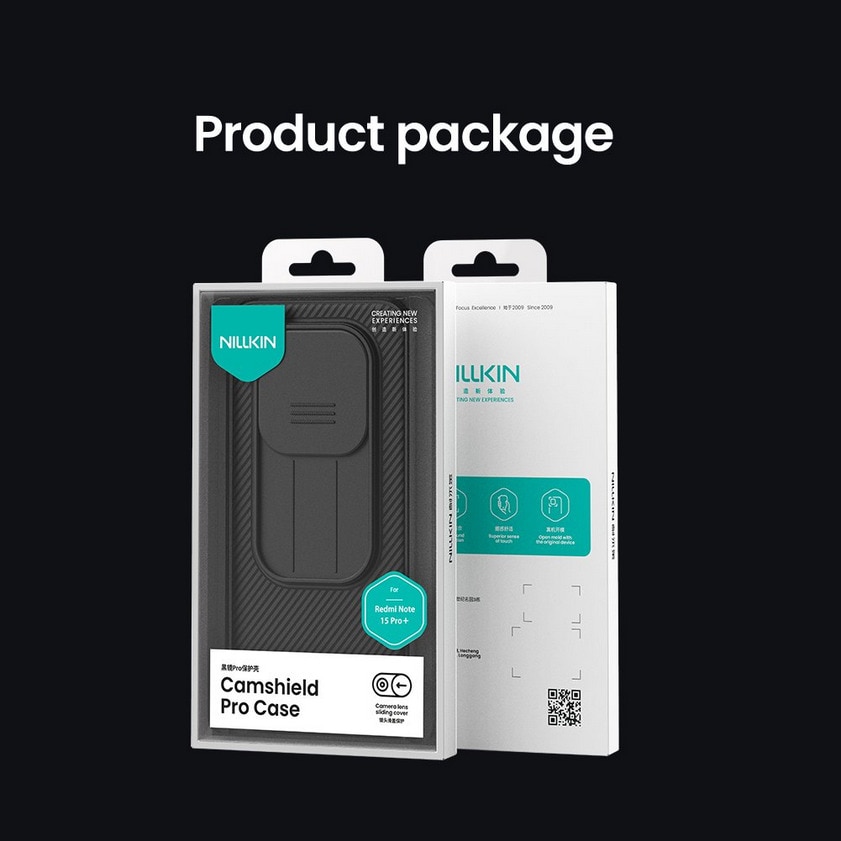 Husa de telefon compatibila cu Xiaomi Redmi Note 15 Pro+ Plus 5G - Nillkin, cu protectie glisanta pentru camera, neagra