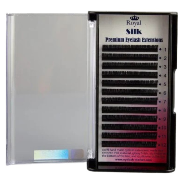 Extensii gene false ROYAL Silk, 14 mm, Curbura CC, Grosime 0.12 mm, 12 randuri