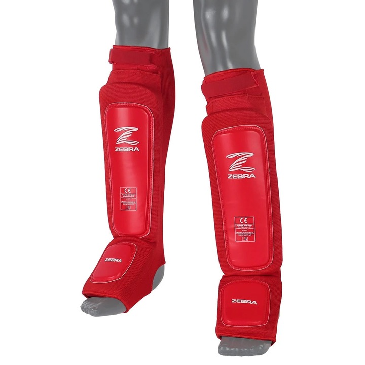 Tibiere Zebra Performance, roșii, neopren, pentru MMA și Kickboxing