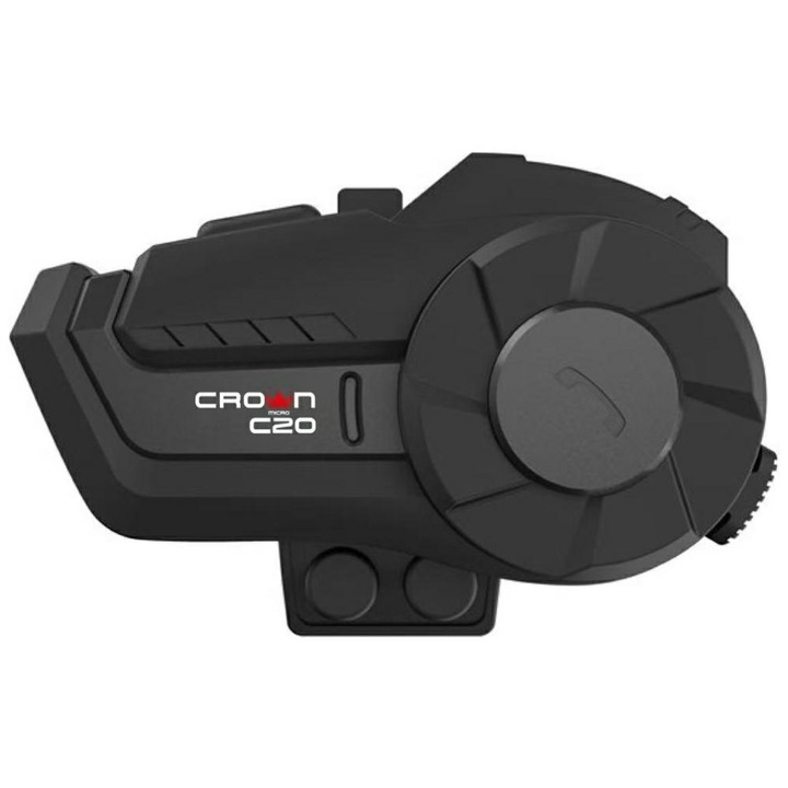 Intercom motocicleta Crown C20, Bluetooth 5.1, 1000mAh, IP67, USB-C, Negru