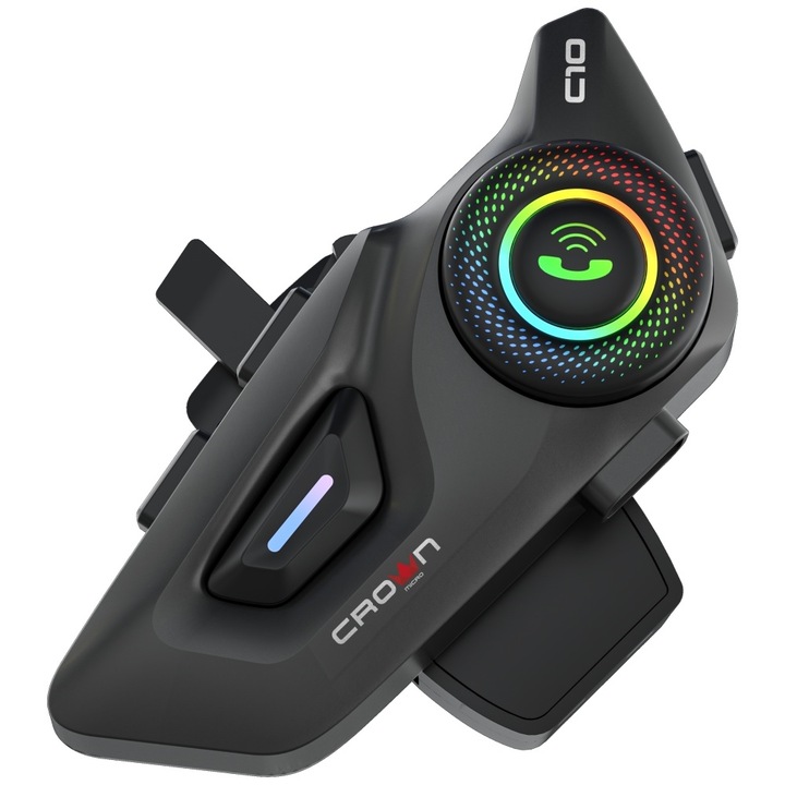 Crown C10 motorkerékpár intercom, Bluetooth 5.3, IP65, fekete, 1000mAh