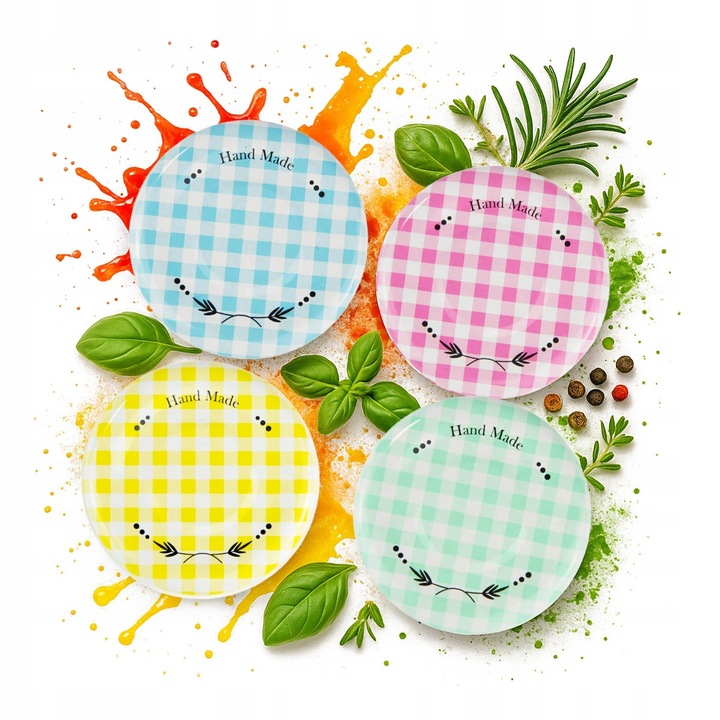 100 db Bimberek befőttesüveg fedő készlet 43mm pasztell/kézműves