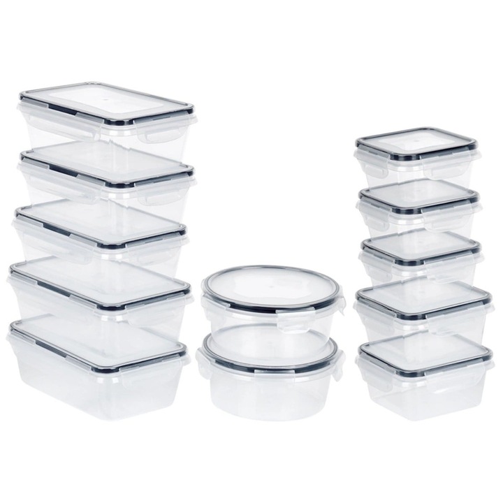Recipiente cu capac 350/550/700/840 ml, set de 12 cutii de pranz etanse
