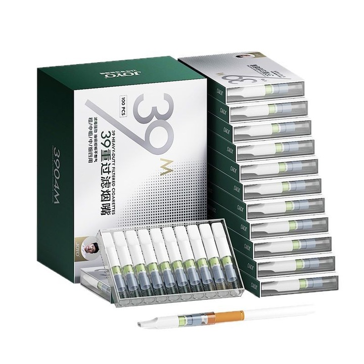 Filtru de tigara de unica folosinta, 39 straturi de filtrare, design universal 4 in 1, material ecologic, transparent