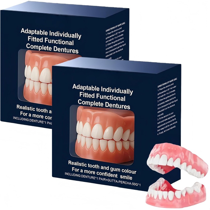 Set proteze dentare ajustabile din silicon, 2 piese, confortabile, design natural