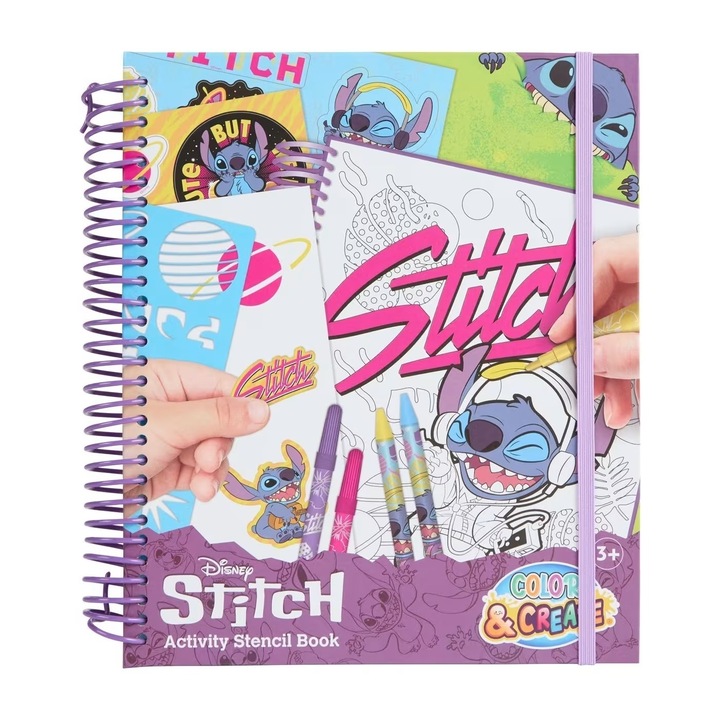 Carte de Colorat cu Activitati pentru Copii, Disney Stitch, coloreaza si creeaza