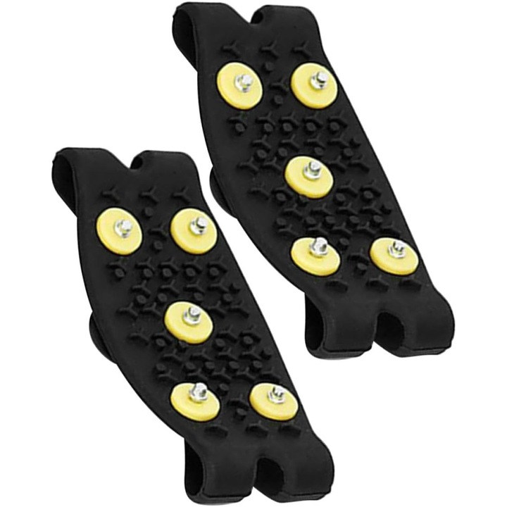 Crampoane de gheata cu 5 dinti cu catarama galbena, negru