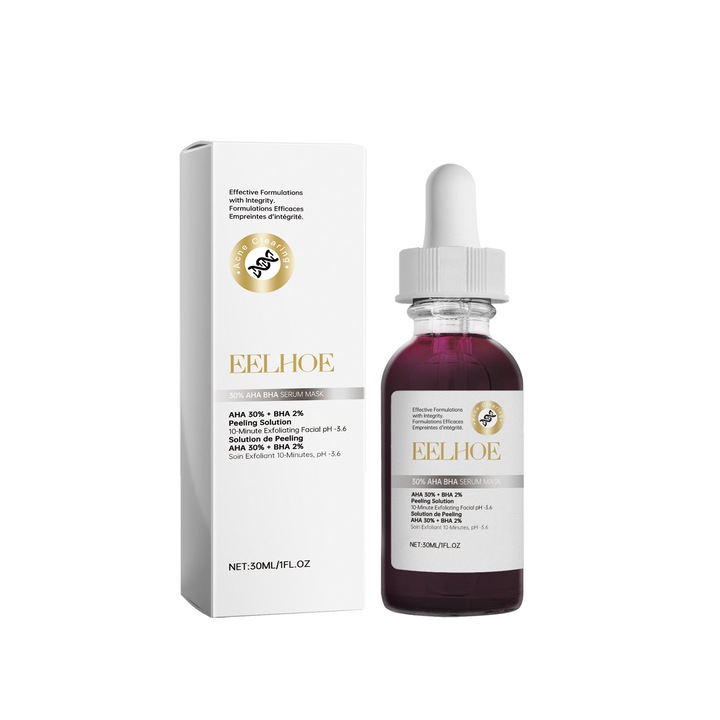 Solutie de peeling AHA 30% + BHA 2%, Peeling chimic pentru fata acasa, EELHOE