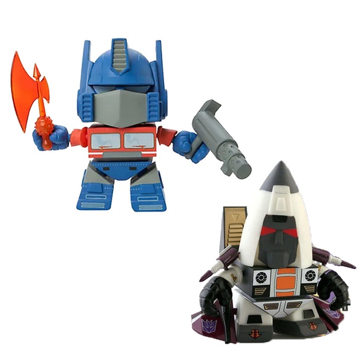 Set figurine Hasbro Transformers 843677-2-8 F, 2-pack Optimus Prime / Astrotrain, cu piese mobile și accesorii, vinil, înălțime 8–9 cm