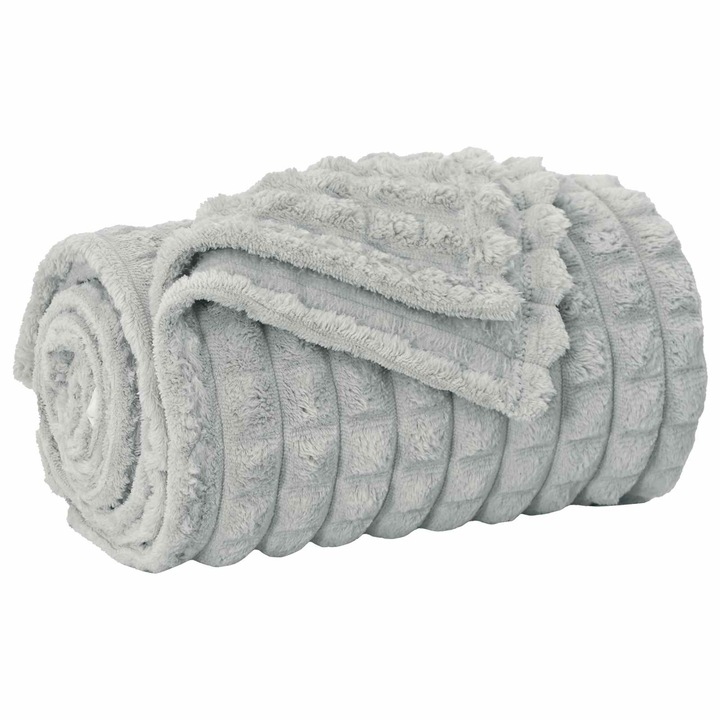 Покривало vidaXL, сиво, мека вълна, 270x240 см