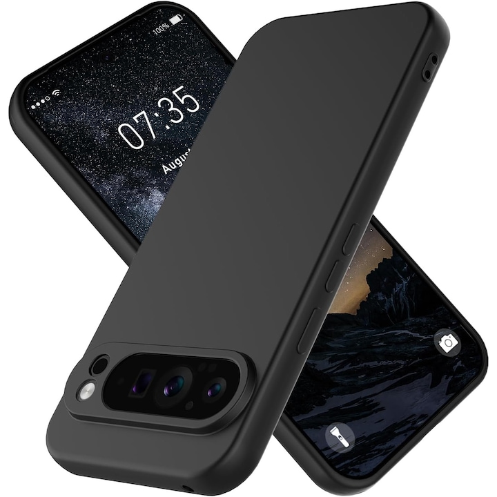 Husa Upzz® Ultra Slim New Compatibila Cu Google Pixel 10 PRO XL, Silicon Soft Slim Anti Amprente, Protectie La Camera, Negru