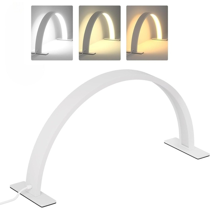 Professzionális félhold alakú LED lámpa 55x30cm manikűrhöz, sminkhez, kozmetikához, fotózáshoz, állítható világítás USB-vel