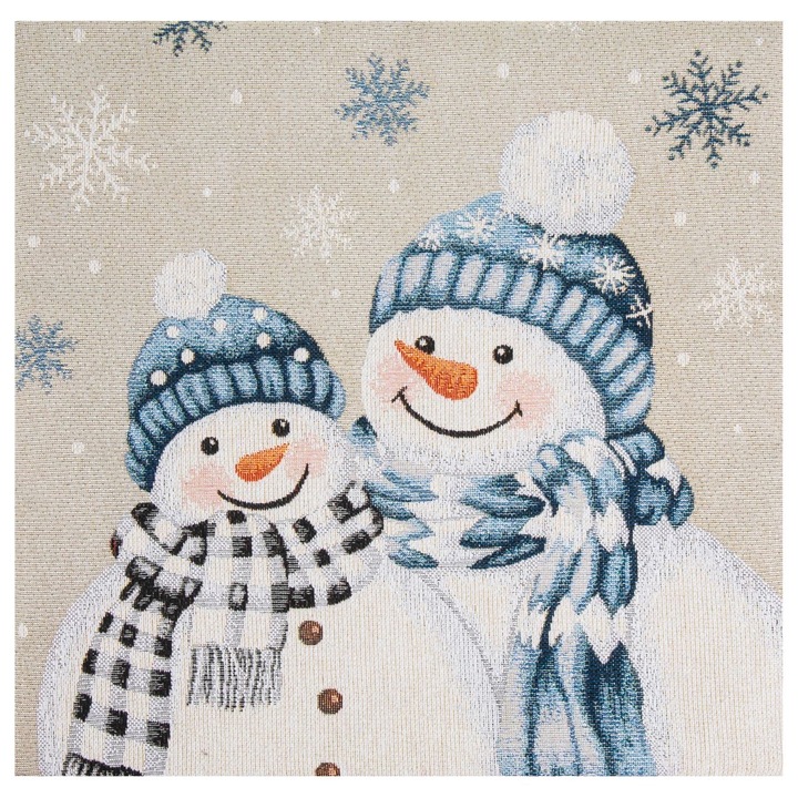 Fata de Perna Decorativa de Craciun cu Om de Zapada Brodat 40x40cm