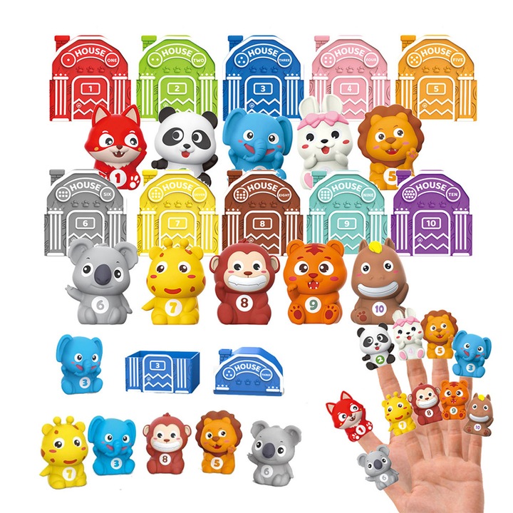 Baowor® Jucarie Educativa Montessori Matematica Tema Gradina Zoologica cu 10 Animale si 10 Cutii Numere Culori Jucarie Montessori Montessori Activitati Joc pentru Copii Jucarie Interactiva Jocuri Jucarii Dezvoltare Abilitati Motorii 1-3 Ani Multicolor