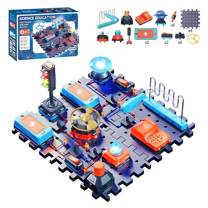 Baowor® joc circuit electric Jucarie Educativa Montessori STEM Set 30 pcs cu Circuite Electronice Experimente Stiintifice Proiecte Jucarie Inteligenta jocuri pt copii 3 ani+