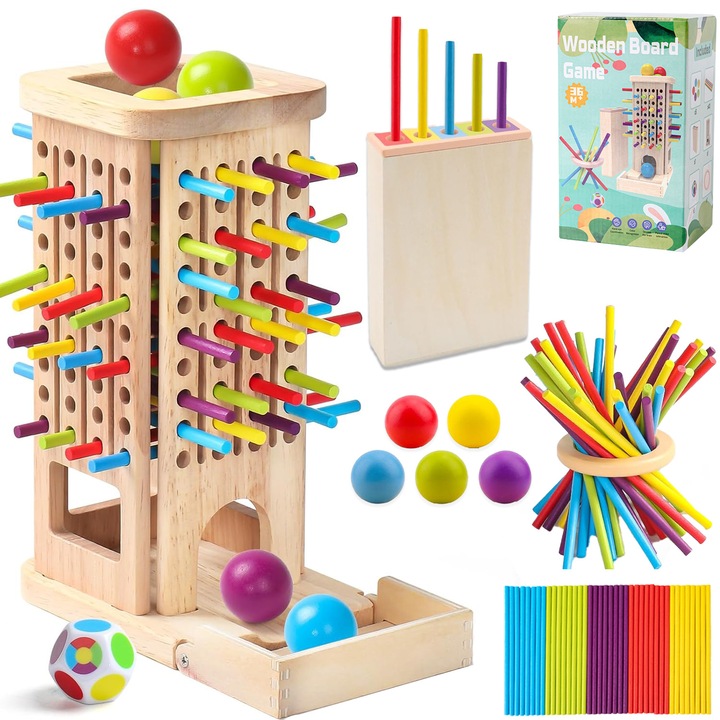 Baowor® Jucarii educative Montessori 3 in 1 bete bile mici zaruri pot gazdui 6 jucatori pentru sortarea numararea culorilor jucarie senzoriala Jucarie Educativa Montessori Activitati Joc pentru Copii Jucarie Interactiva Jocuri Jucarii 3 ani+ Multicolor