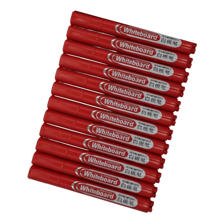 Set 12 Markere de Tabla (WhiteBoard), Rosu, Varf 2mm, VisionXXI FL-7008