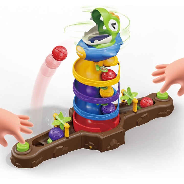 Baowor® Elektromos Dinoszaurusz Játék Montessori Versenyző, Fulladásgátló Golyókkal 4.5 cm, 2 Játékosnak, ABS Műanyag, BPA-mentes, Interaktív Oktató Játék, Szem-Kéz Koordináció Fejlesztése, Ajándék Gyermekeknek 2-8 Éves Korig, Többszínű