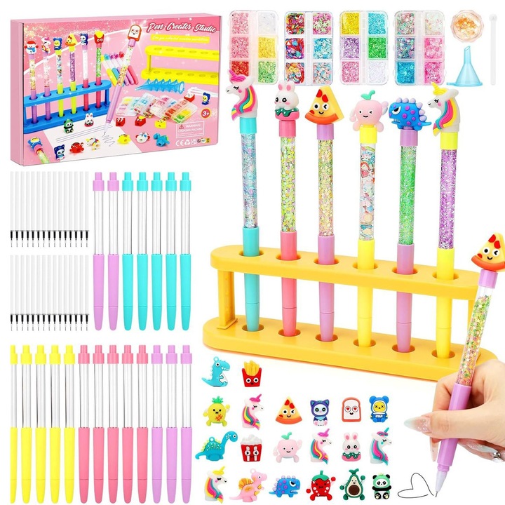 Baowor® DIY tollkészlet személyre szabott tollhoz, 20 tollal, 20 dizájnnal, kreativitásfejlesztés, műanyag anyag, szem-kéz koordináció, többszínű