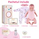 Baowor® Papusa bebelus/bebelusi simulata renascuta Realizata Manual cu Piele Realista si Ochii Acrilici Mari Papusa Papusica Papusile Papusi Jucarie Educativa Montessori activitati Jucarie Interactiva Joc pentru Copii Jocuri Jucarii Vinil Funda Roz