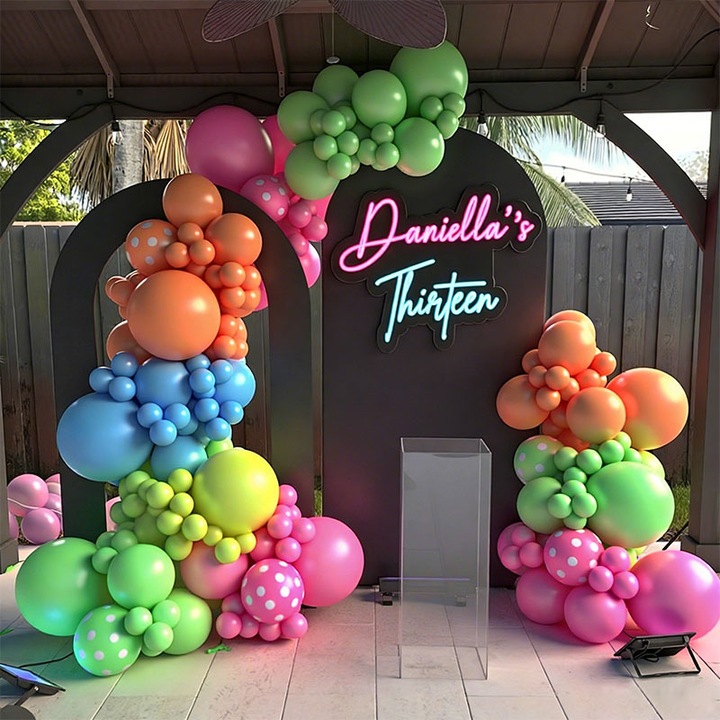 Комплект арка от балони макарон, многоцветна, за декорация на годишнини